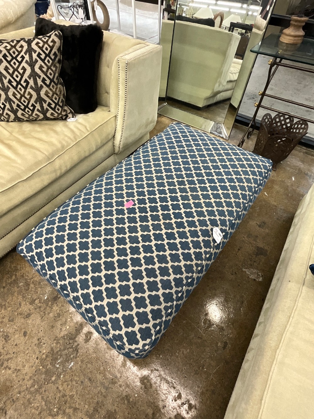 Blue Storage Ottoman