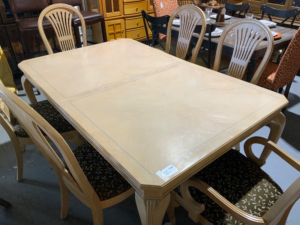 Rectangle Light Wood Dining Table w/ 6 Chairs