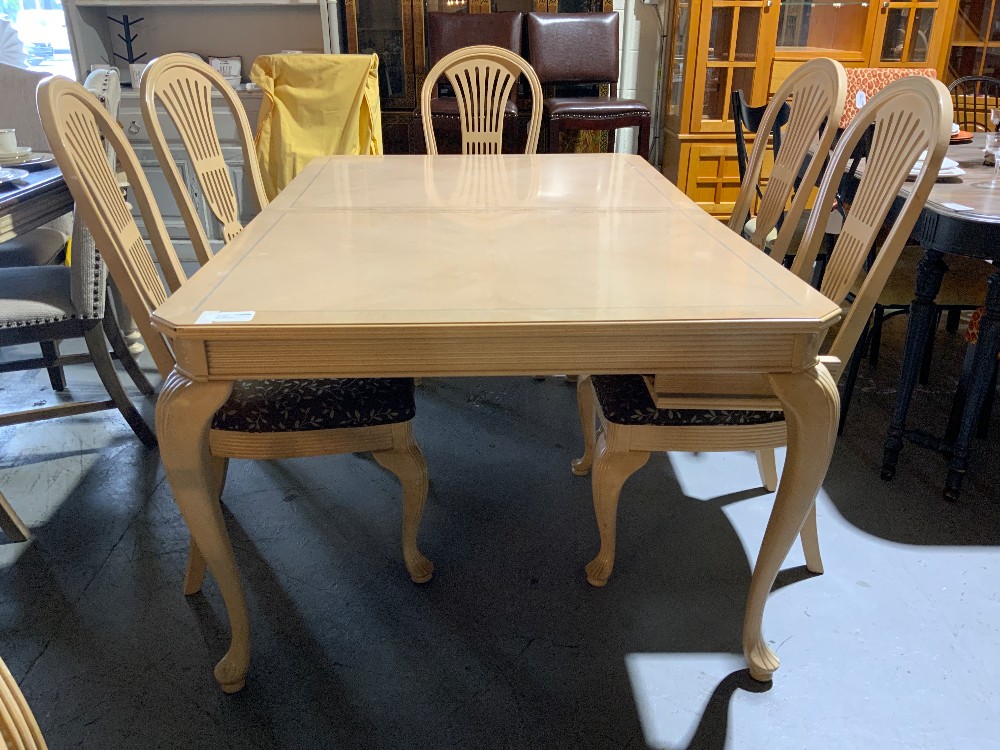 Rectangle Light Wood Dining Table w/ 6 Chairs