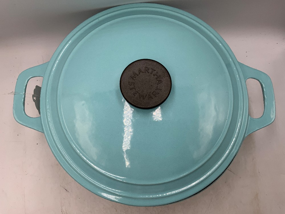 Martha Stewart Blue Cast Iron With Lid