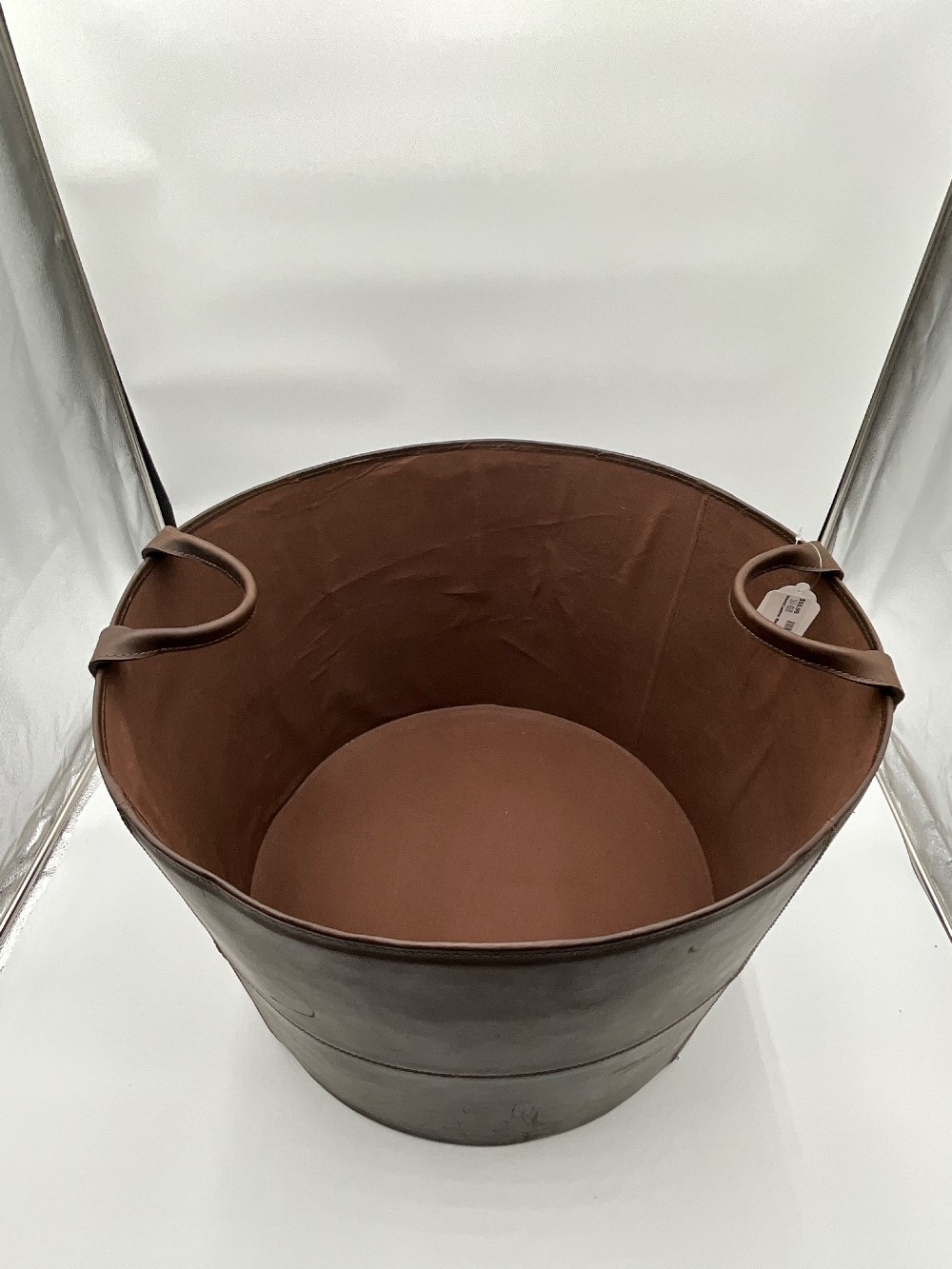 Round Leather Blanket Basket