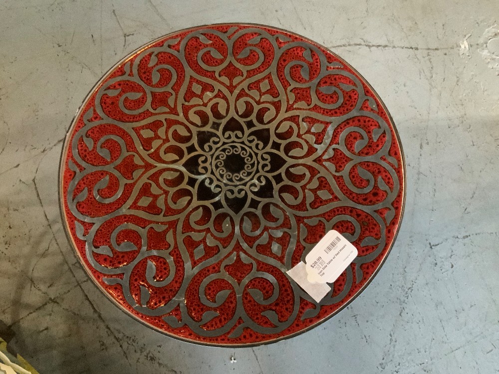 Iron Side Table w/ Red Mosaic Top