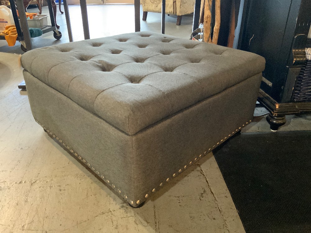 Gray Storage Ottoman