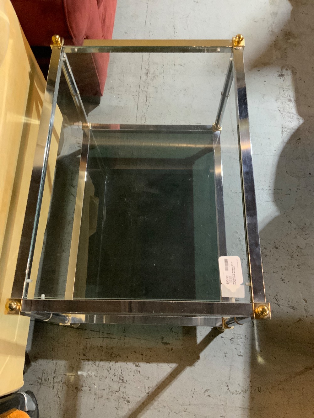 Mid Century Modern Silver Coffee Table w/ Glass