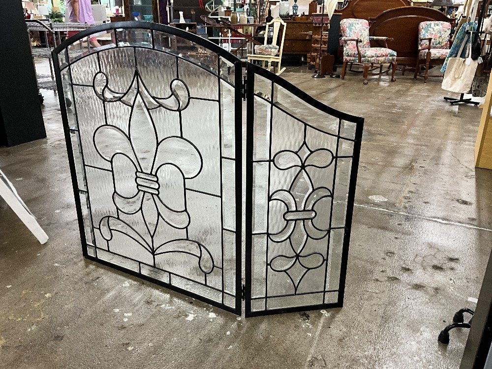 Beveled Glass Fireplace Screen