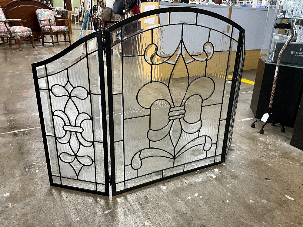 Beveled Glass Fireplace Screen