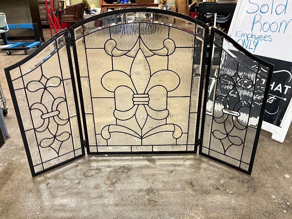 Beveled Glass Fireplace Screen