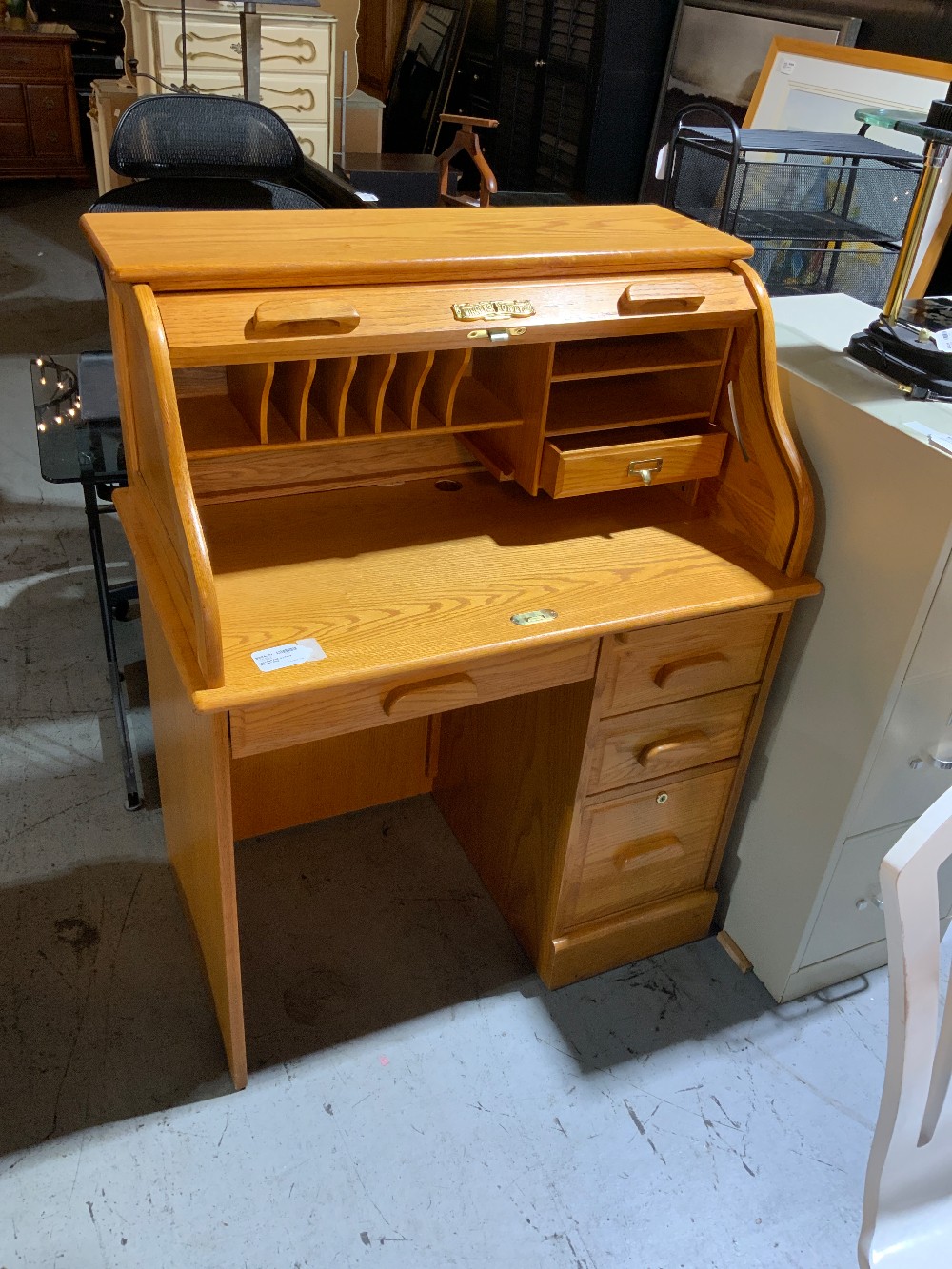 Solid Oak Roll Top Desk Winners Only