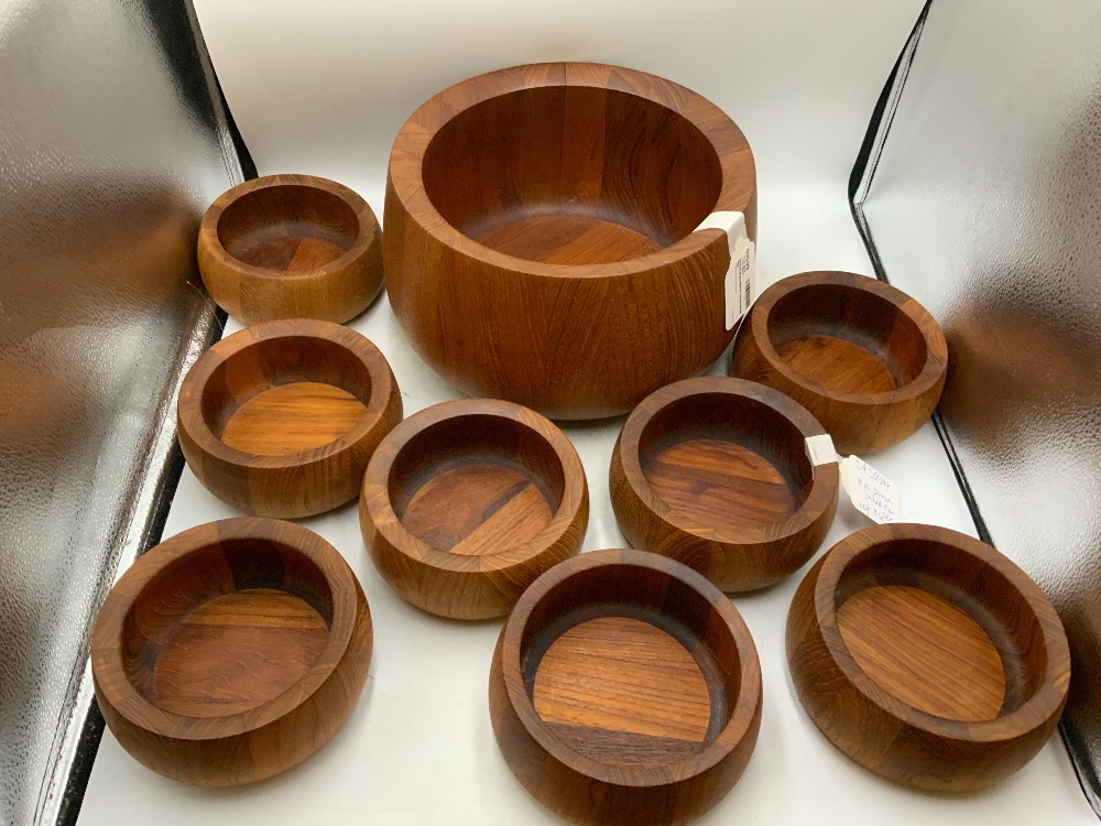 Dansk 9 pc Wood Salad Bowl Set