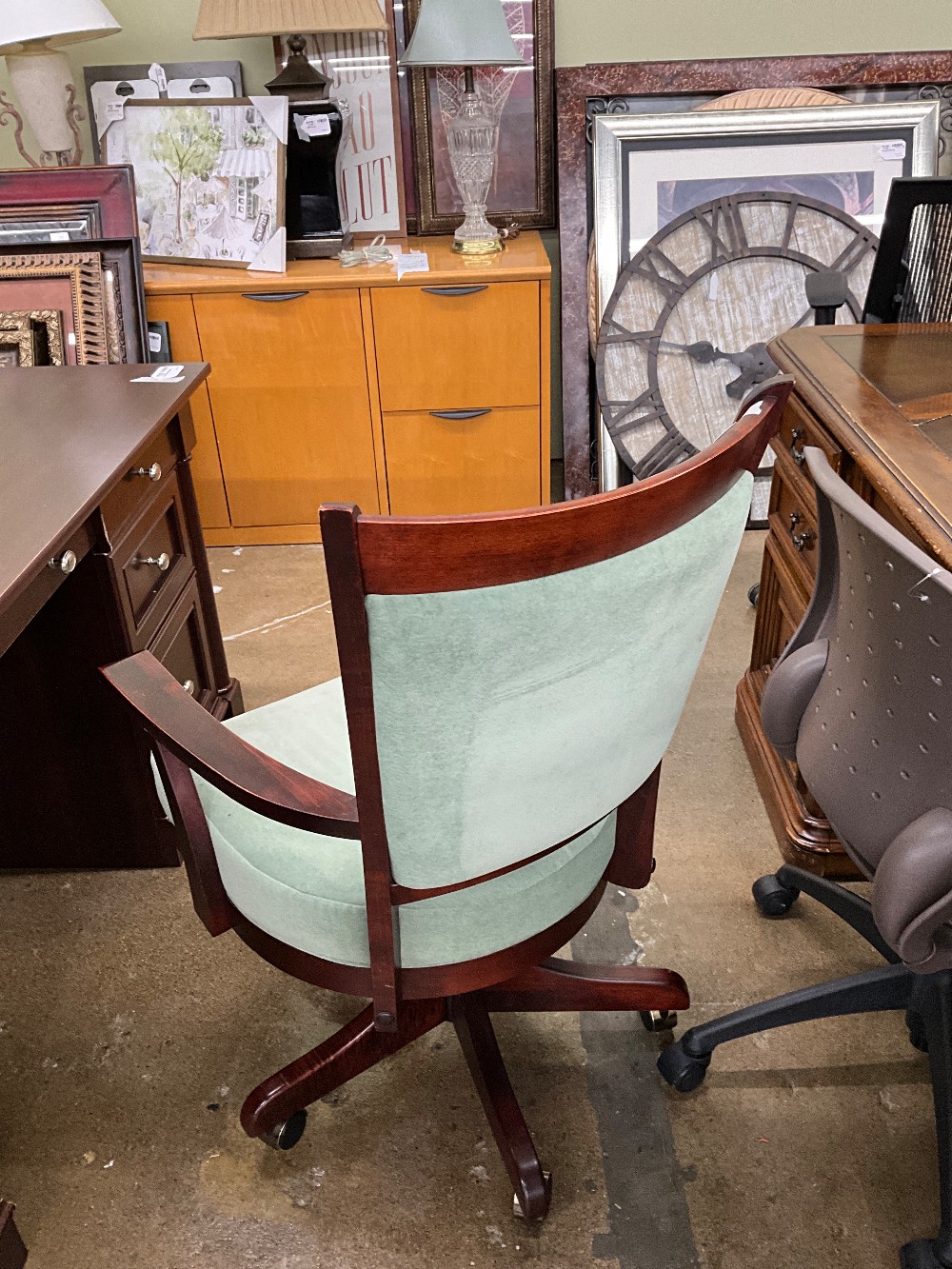 Wood/ Green Desk Chair