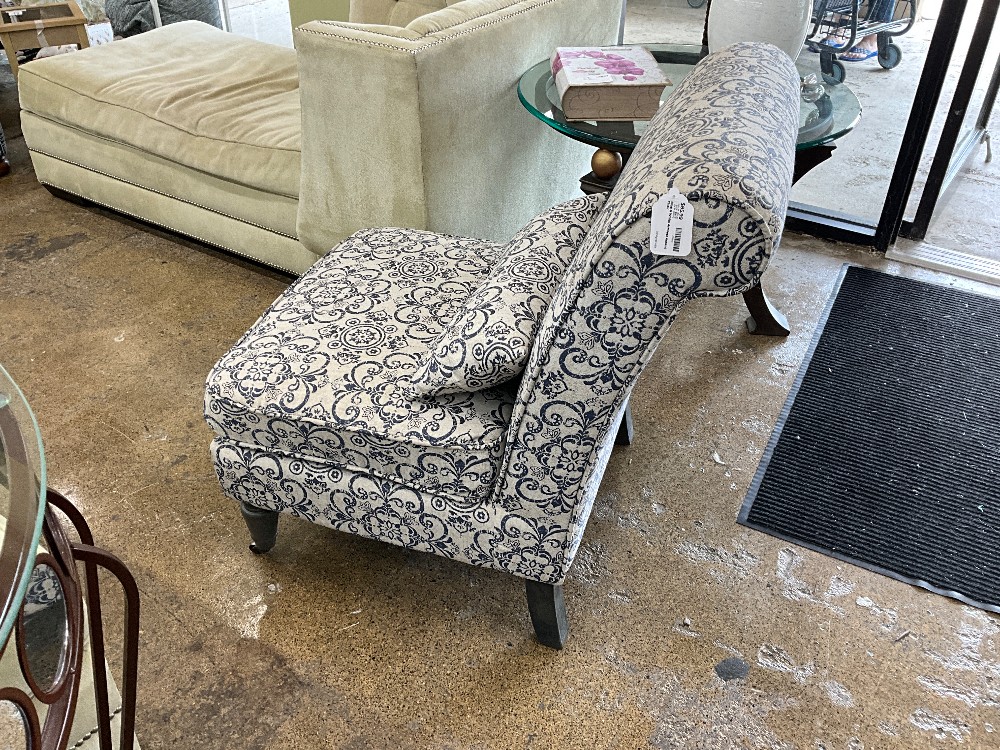 Blue & White Armless Accent Chair