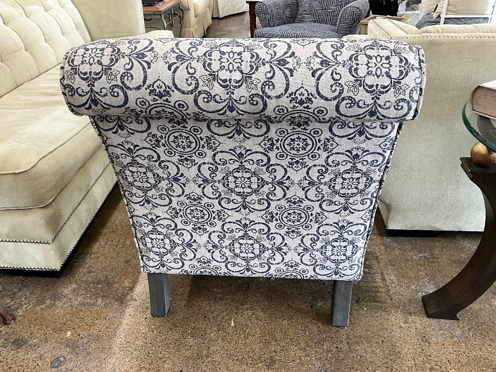 Blue & White Armless Accent Chair