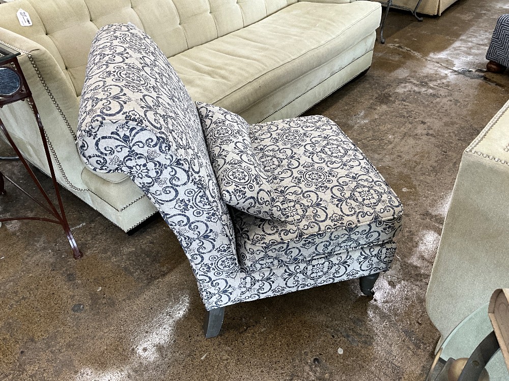 Blue & White Armless Accent Chair