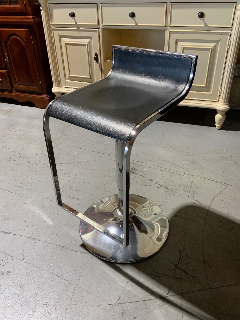 Adjustable Metal Barstool w/ Black Plastic Seat