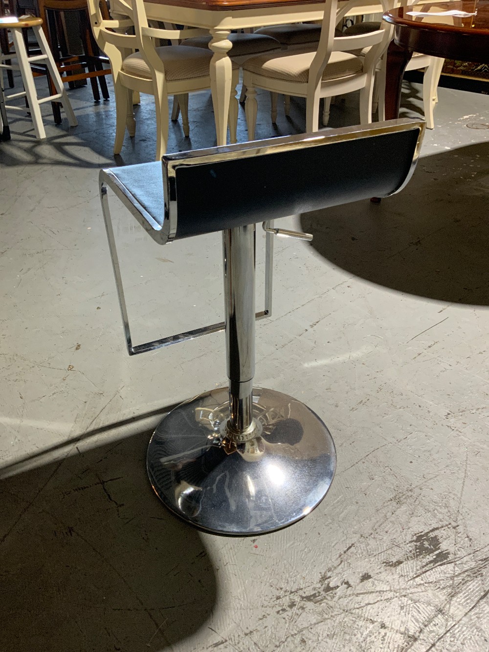 Adjustable Metal Barstool w/ Black Plastic Seat