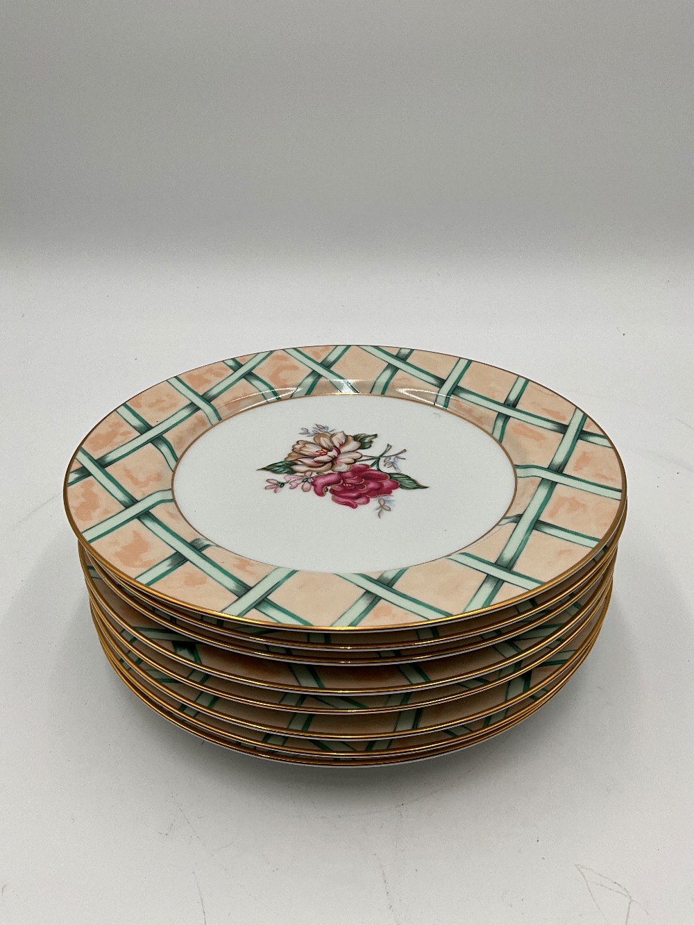 Floral Treillage 8-Place Setting Plates, Small Plates, Cups, Saucers