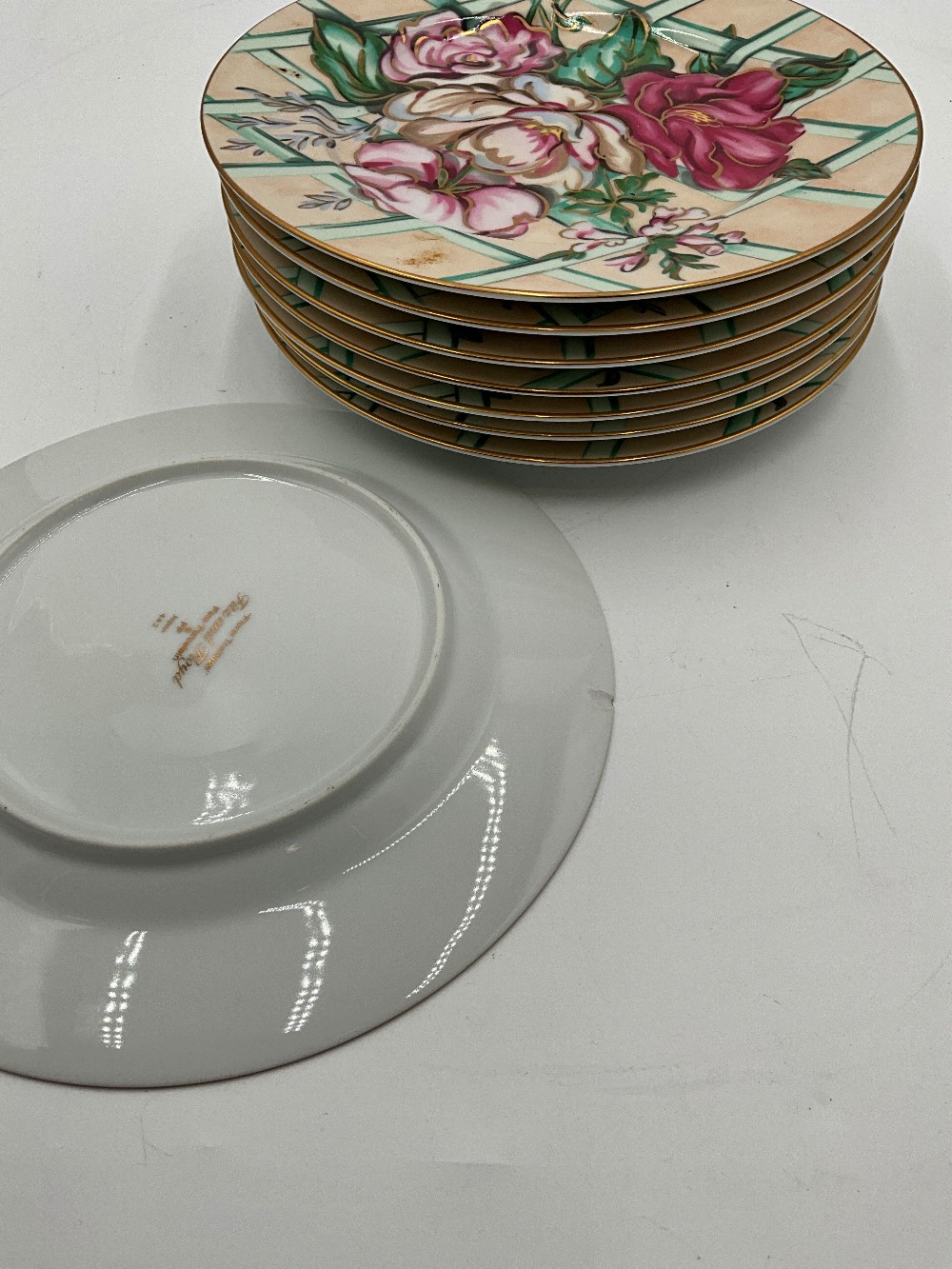 Floral Treillage 8-Place Setting Plates, Small Plates, Cups, Saucers