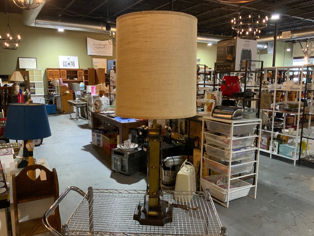 Lg Lamp with Burlap Shade