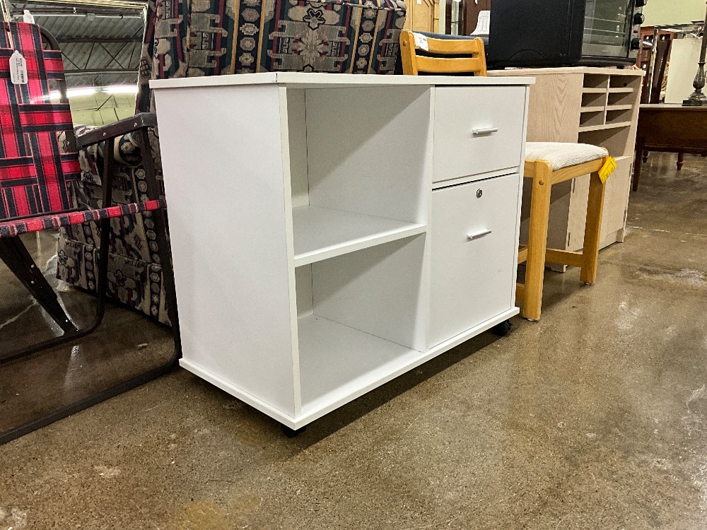 Rolling White Storage Cart
