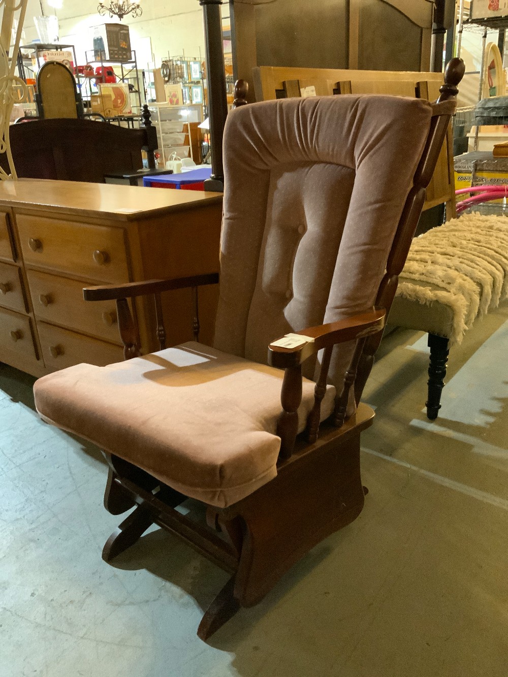 Glider Rocking Chair w/ Pink Cushion