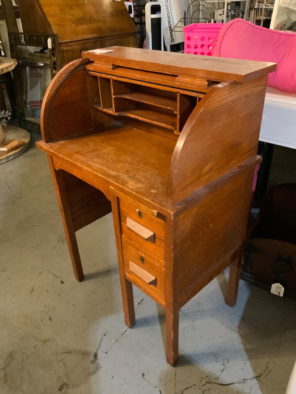 Antique Childs Roll Top Desk w/ Chair