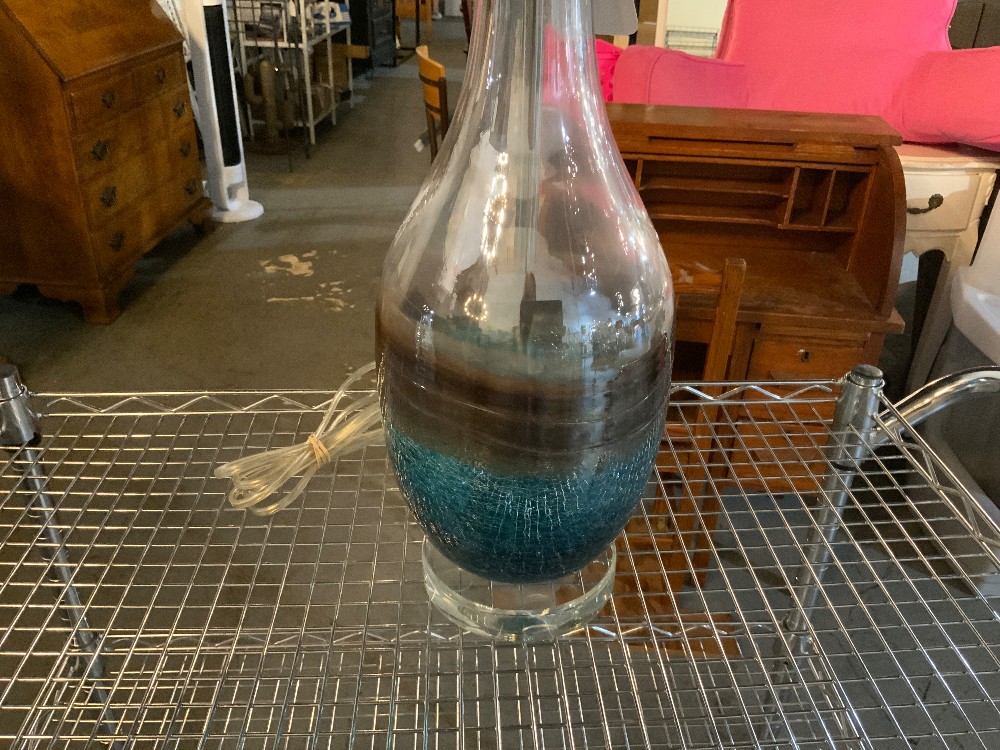 Blue Crackle Glass Lamp