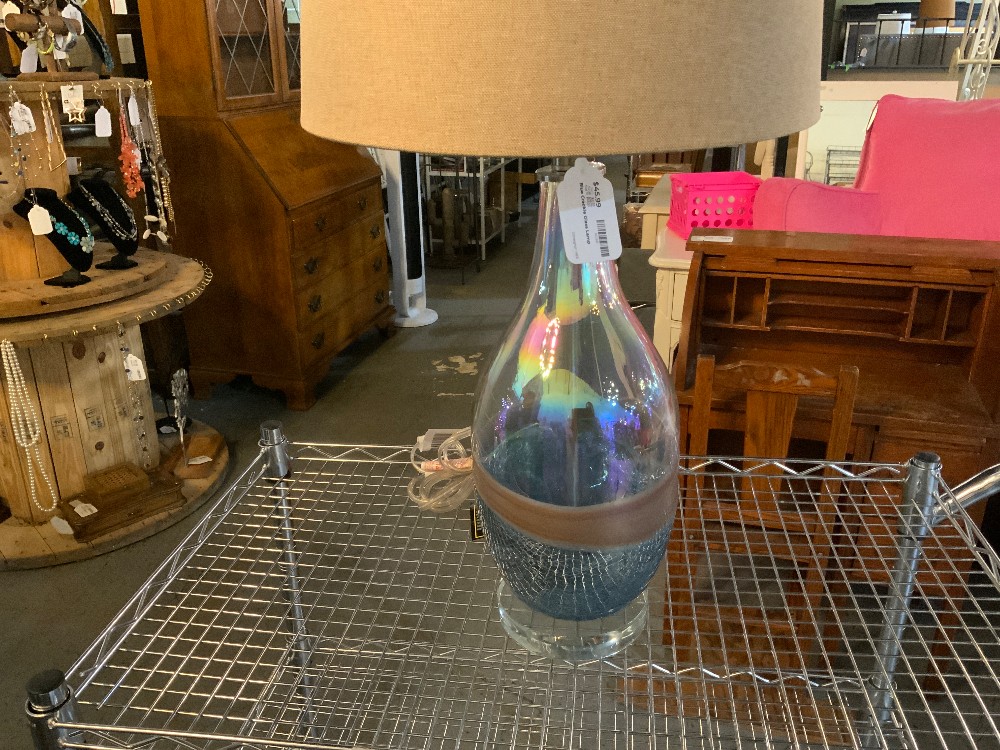 Blue Crackle Glass Lamp