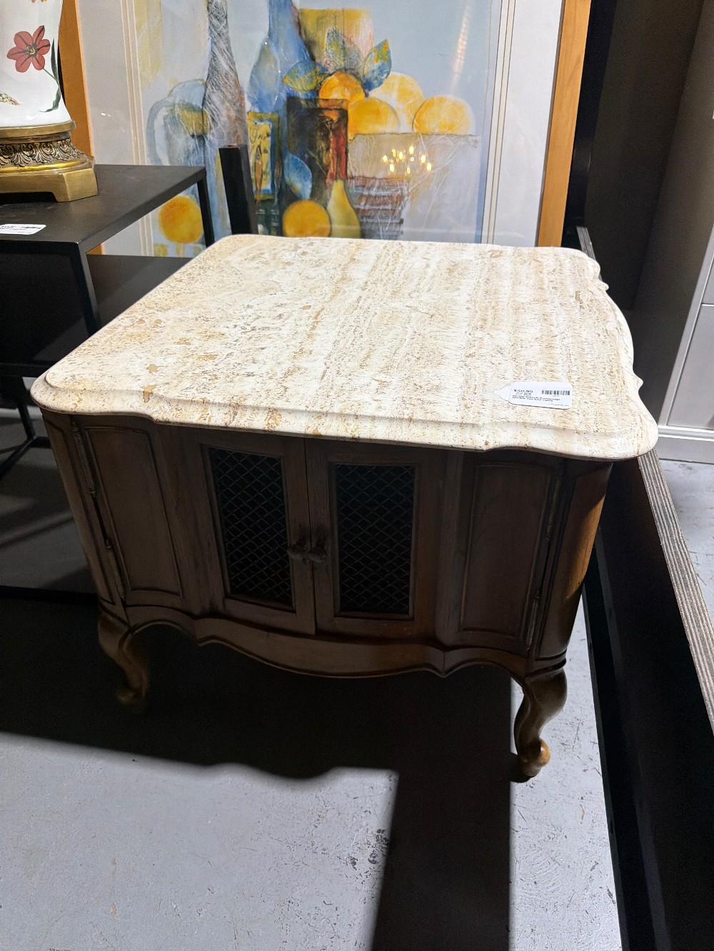 Kindel French Provencial Marble Top End Table