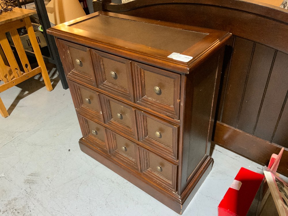 Three Drawer Chest w/ Leather Inlay