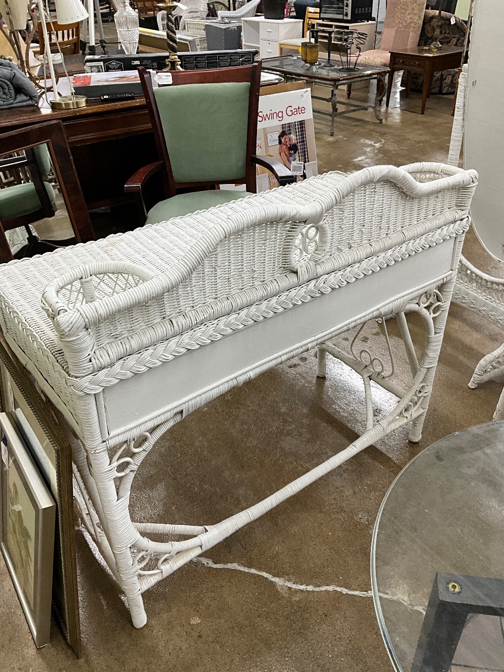 White Wicker Desk