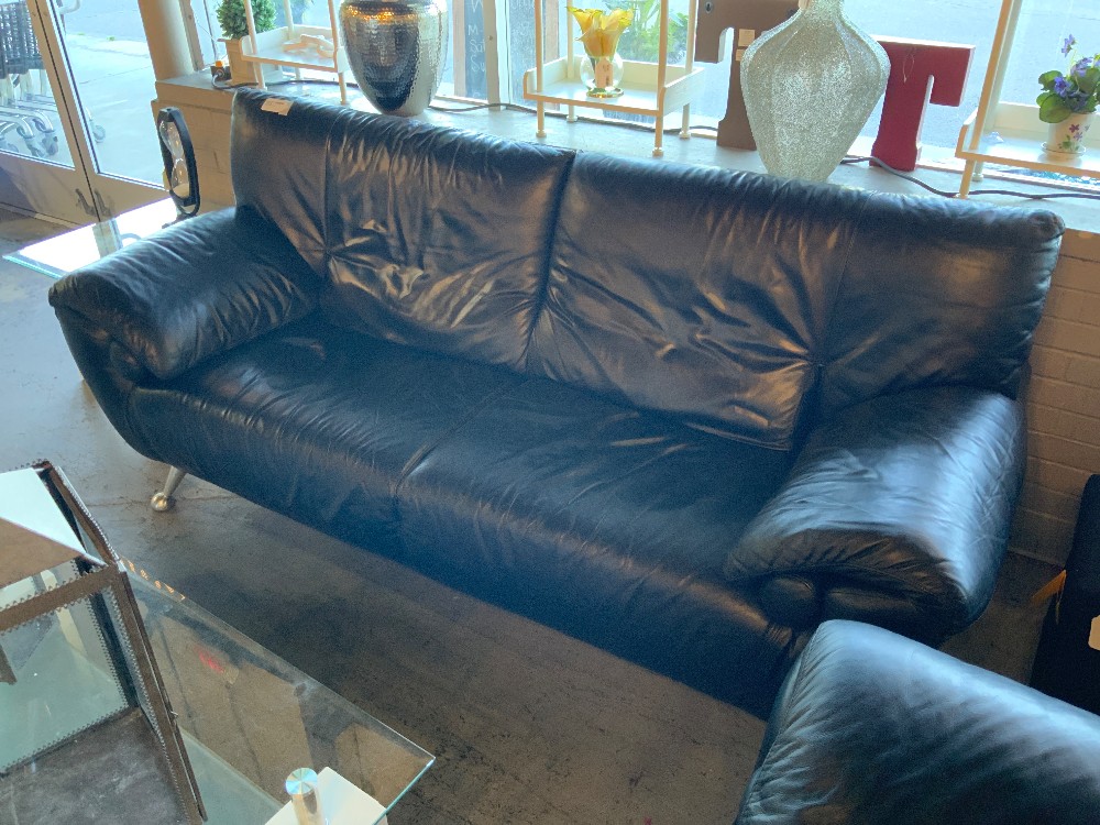 Nicoletti Black Leather Sofa