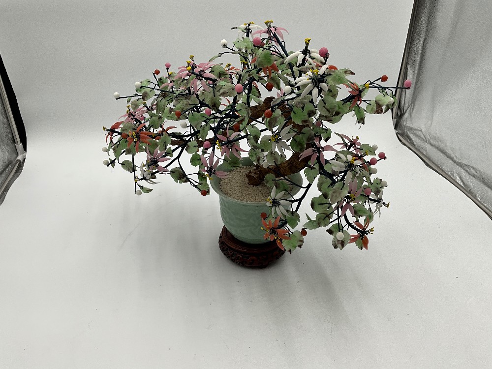 Flowering Bonsai Tree W/ Wood Base