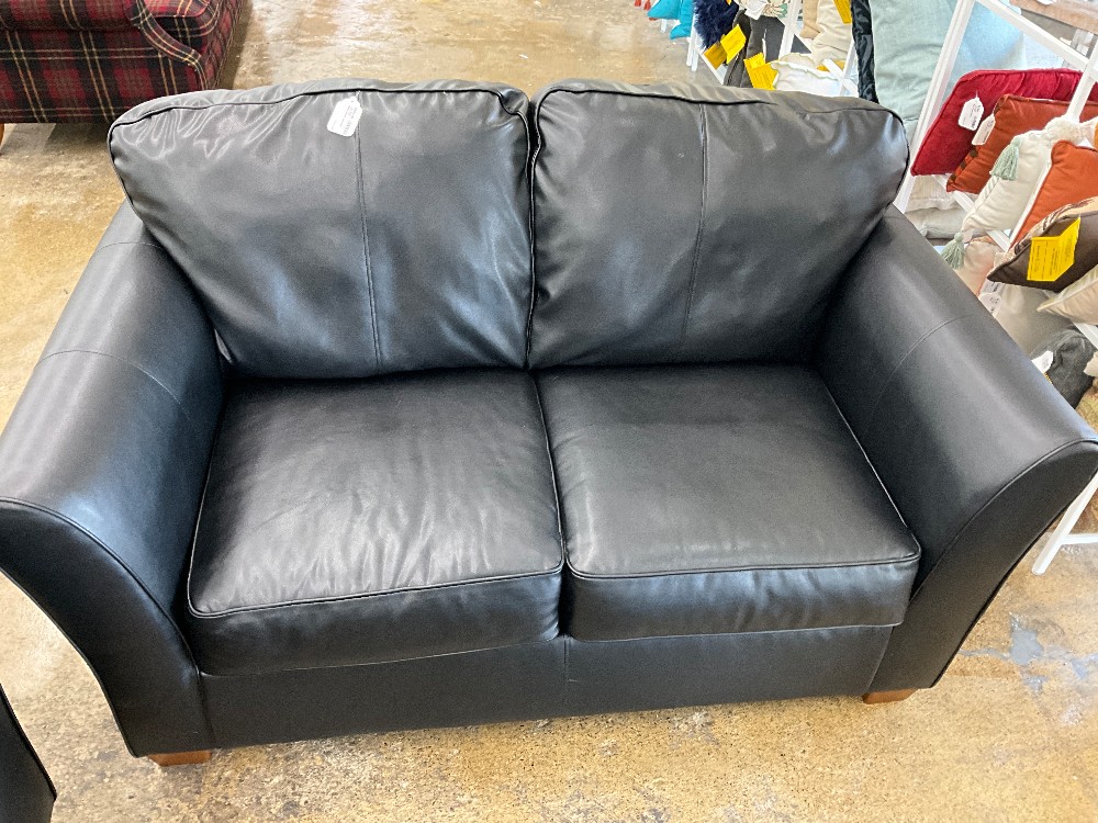 Black Leather Love Seat