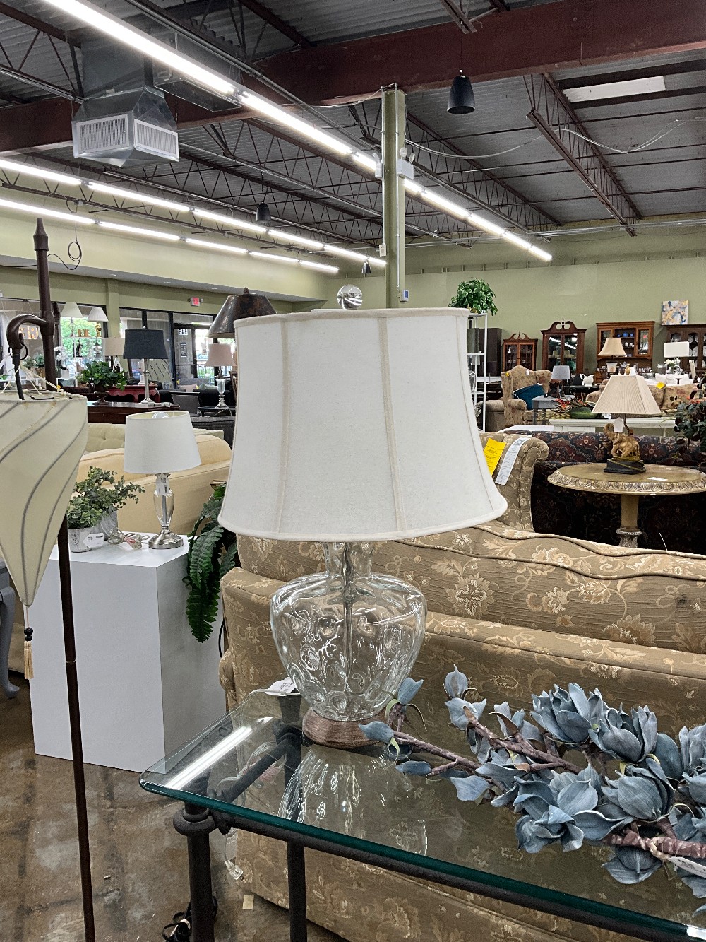 Dimple Glass Table Lamp W/ Shade