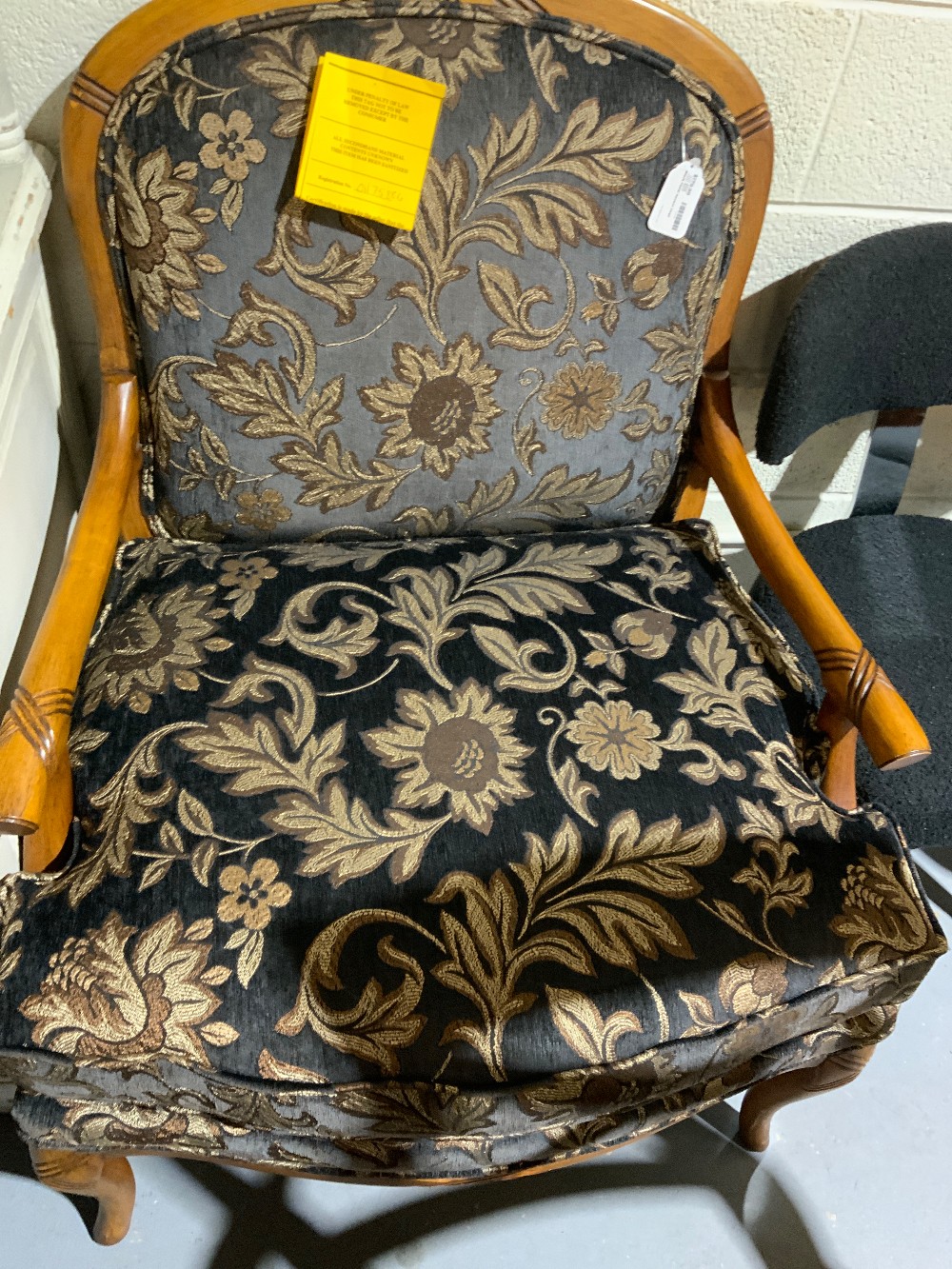 Black Floral Accent Chair