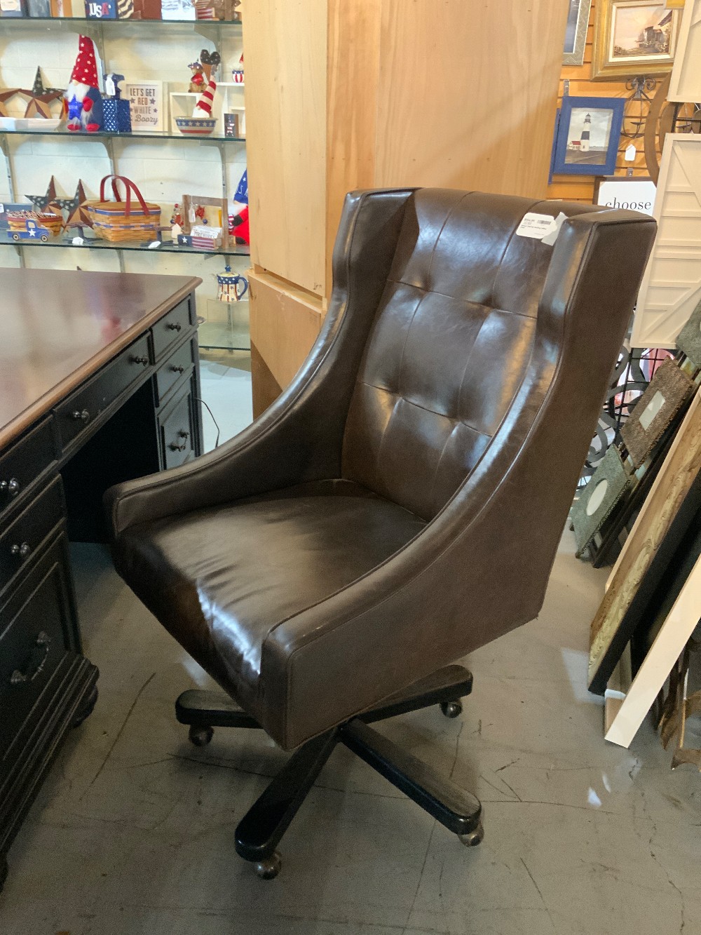 Brown Leather Rolling Office Chair