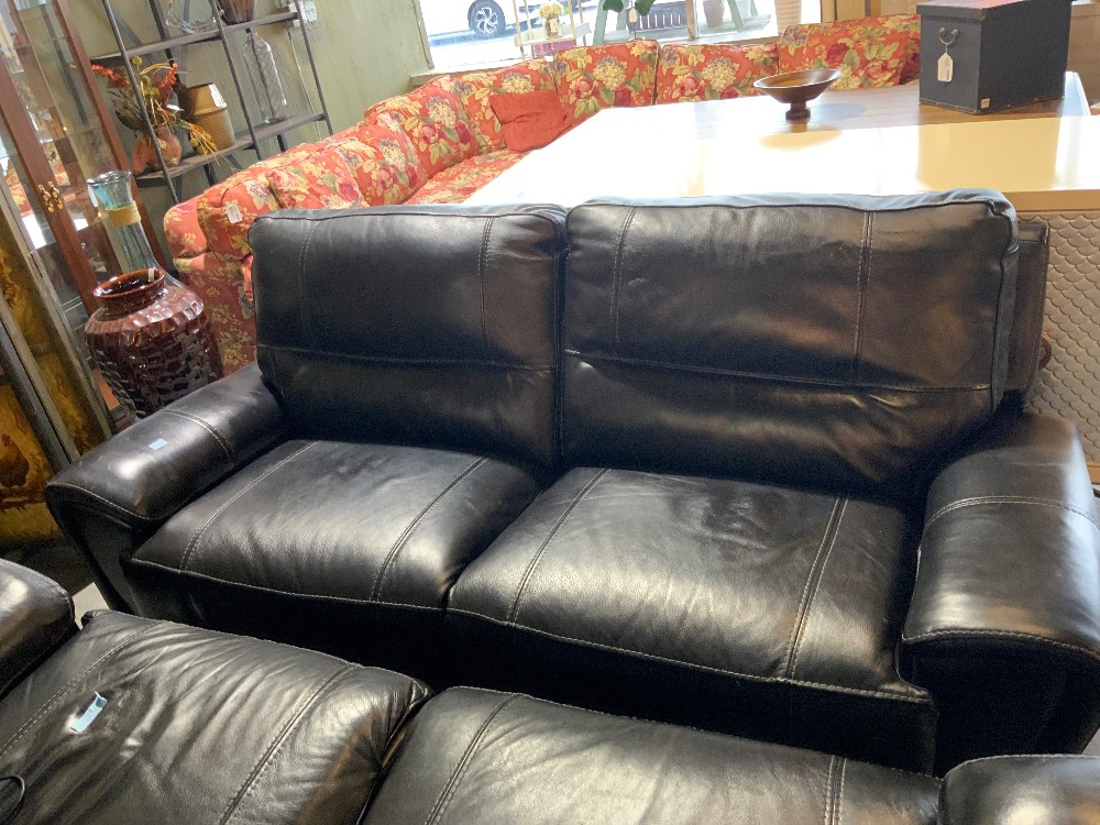 Watsons Black Leather Reclining Sofa