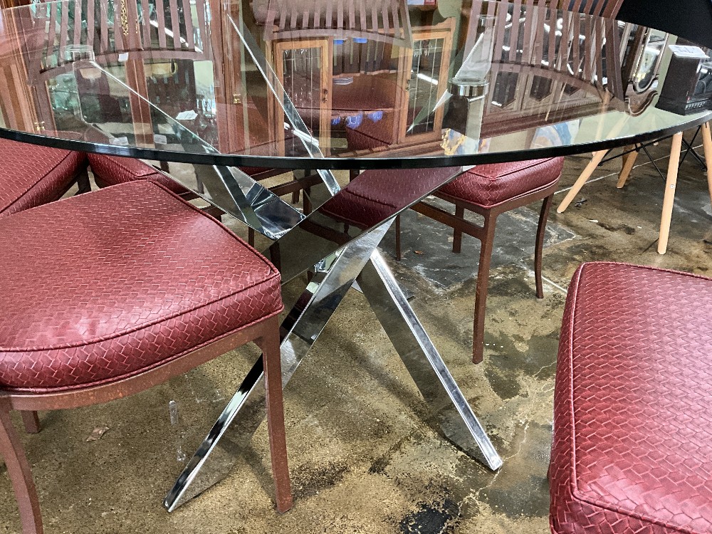 Round Glass & Metal Dinning Table