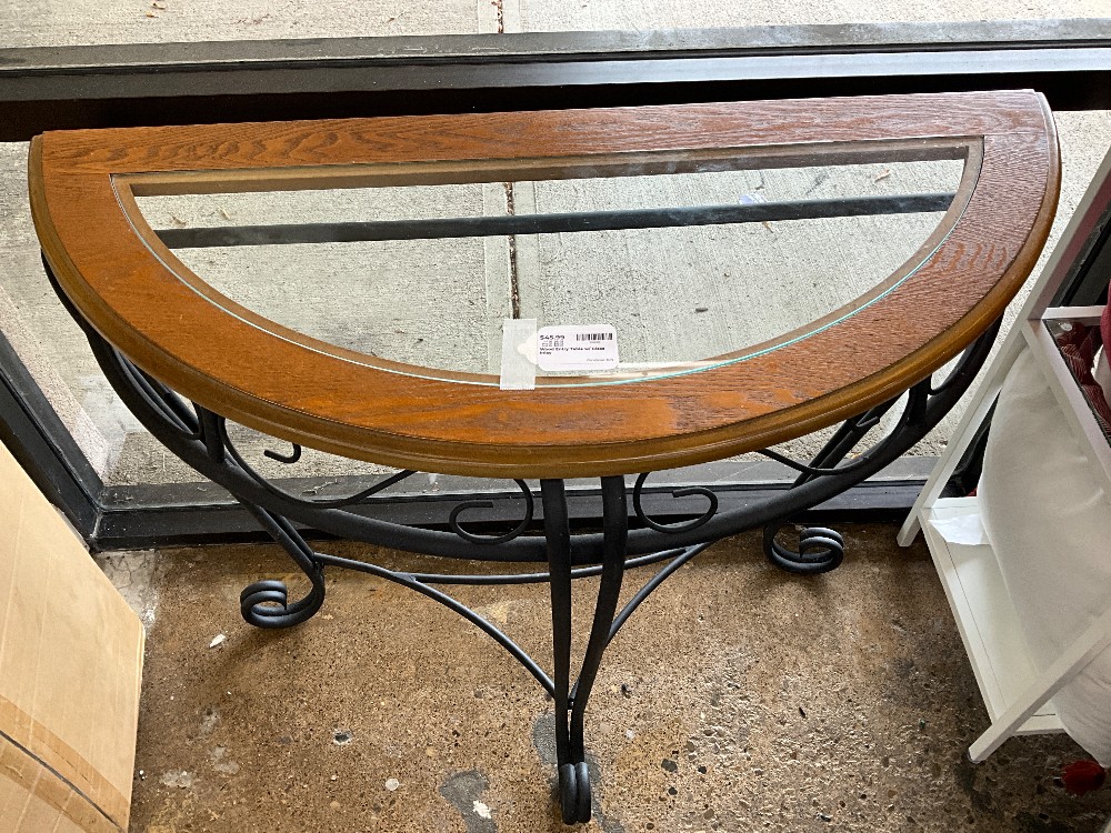 Wood Entry Table w/ Glass Inlay