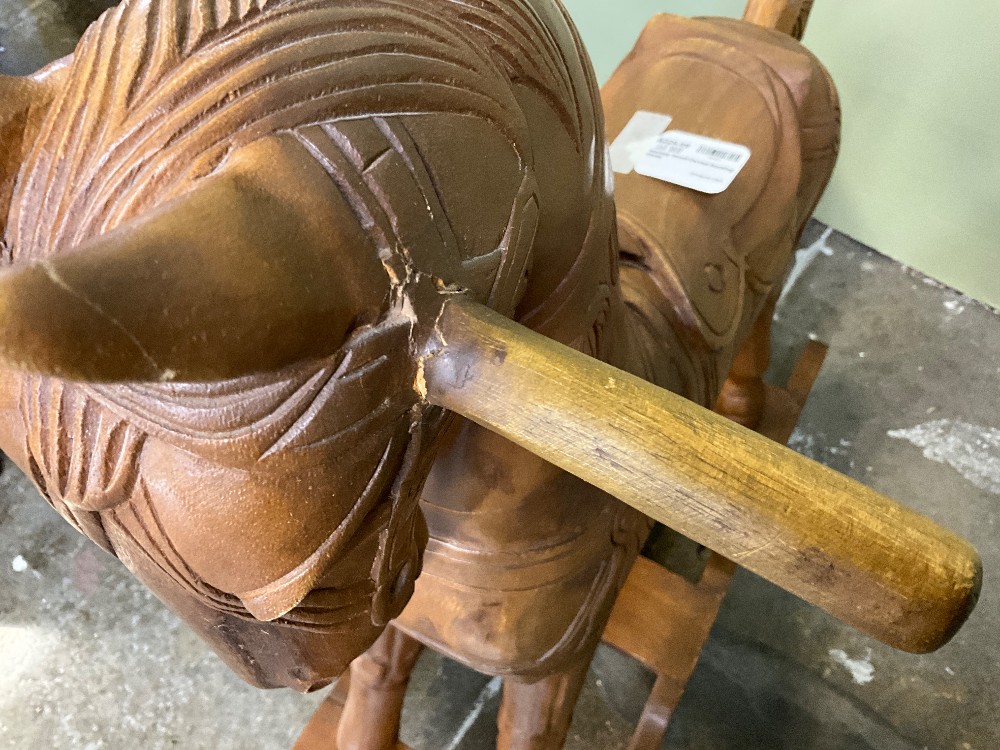 Monkey Wood Carved Rocking Horse