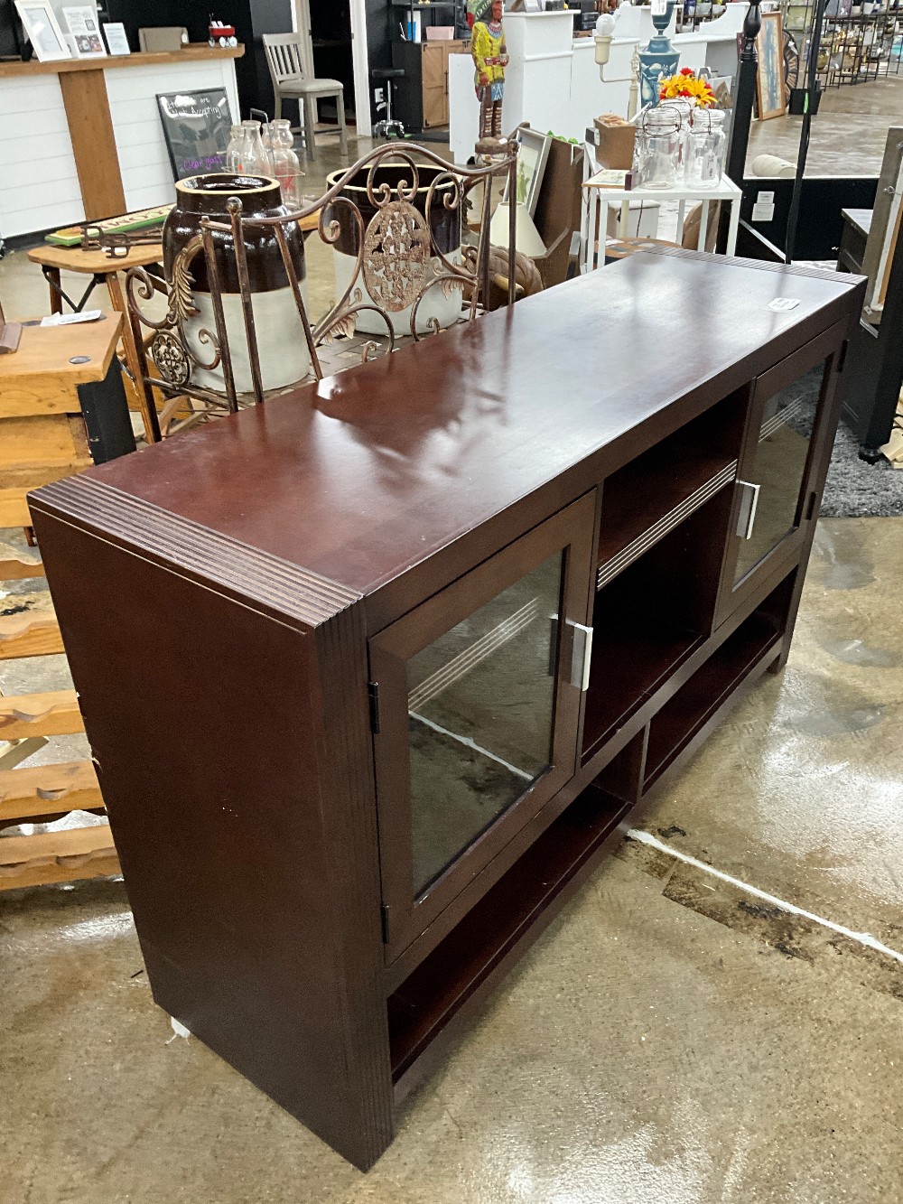Short Cheery Wood Entertainment Center