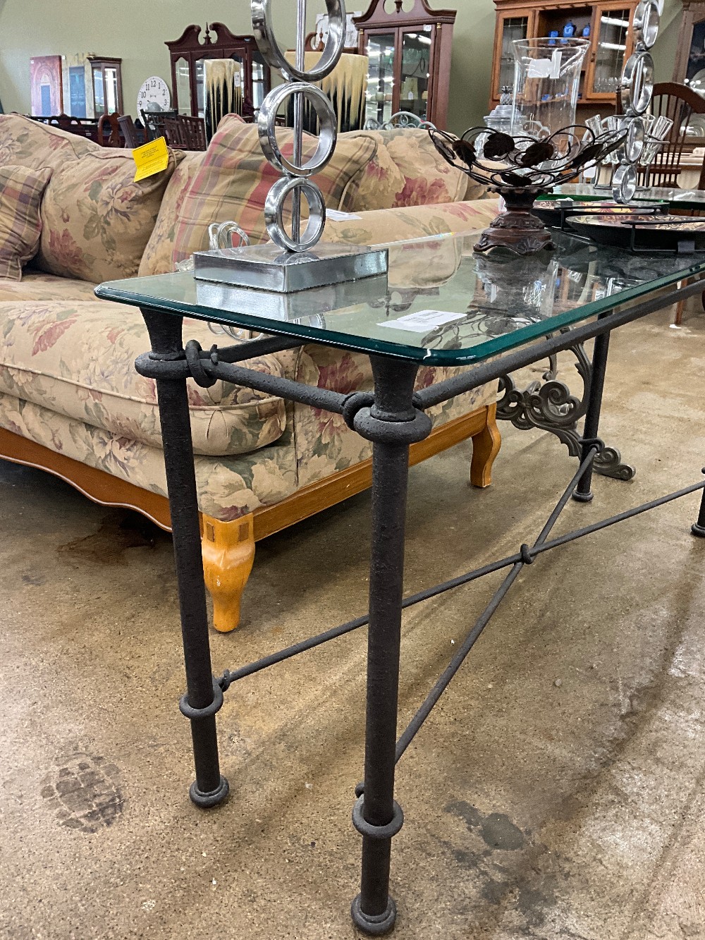 Metal Base Glass Top Sofa Table
