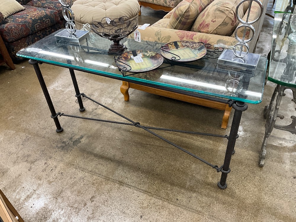 Metal Base Glass Top Sofa Table