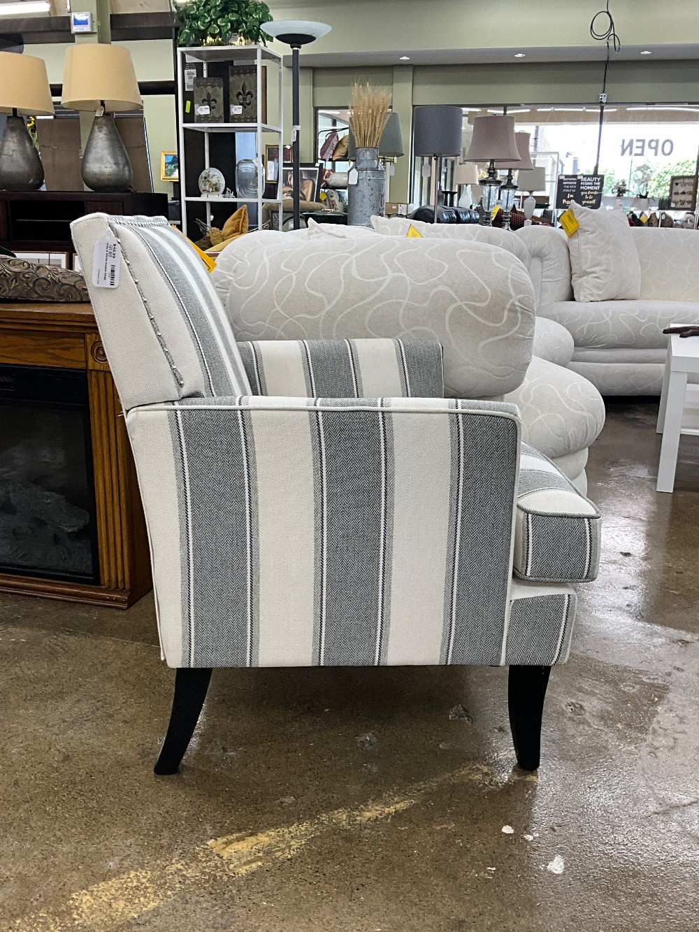 Grey & White Accent Chair