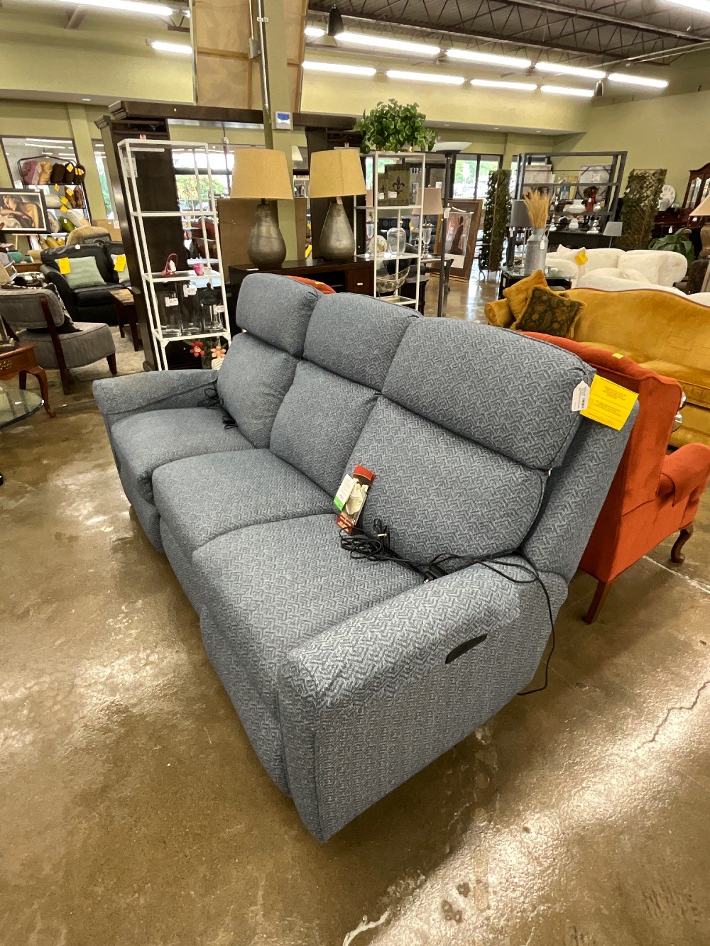 Smith Brothers Reclining Blue Sofa