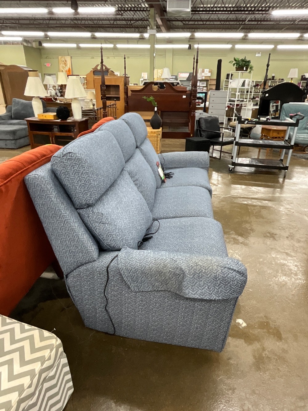 Smith Brothers Reclining Blue Sofa
