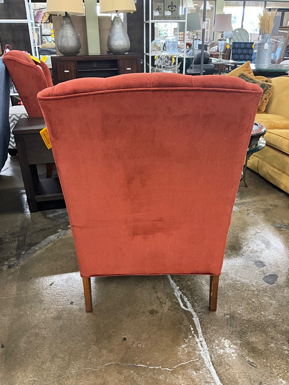 Red Vtg Wing Back Chair