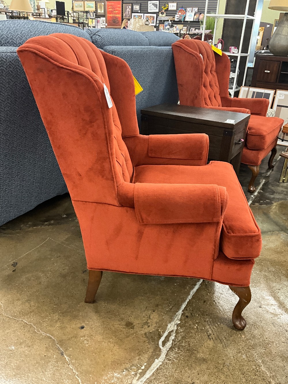 Red Vtg Wing Back Chair