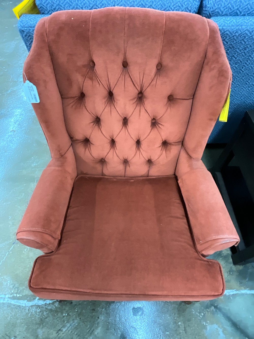 Red Vtg Wing Back Chair