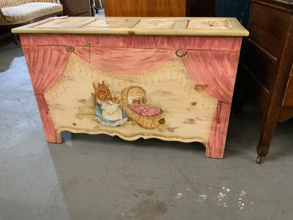 Painted Wood Toy Chest